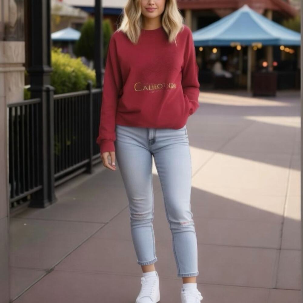 Disneyland Resort Size S California Adventure Theme Park Crewneck Sweatshirt Red